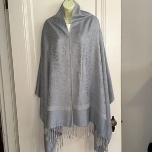 Pashmina periwinkle blue paisley‎ design viscose/acrylic shawl or wrap